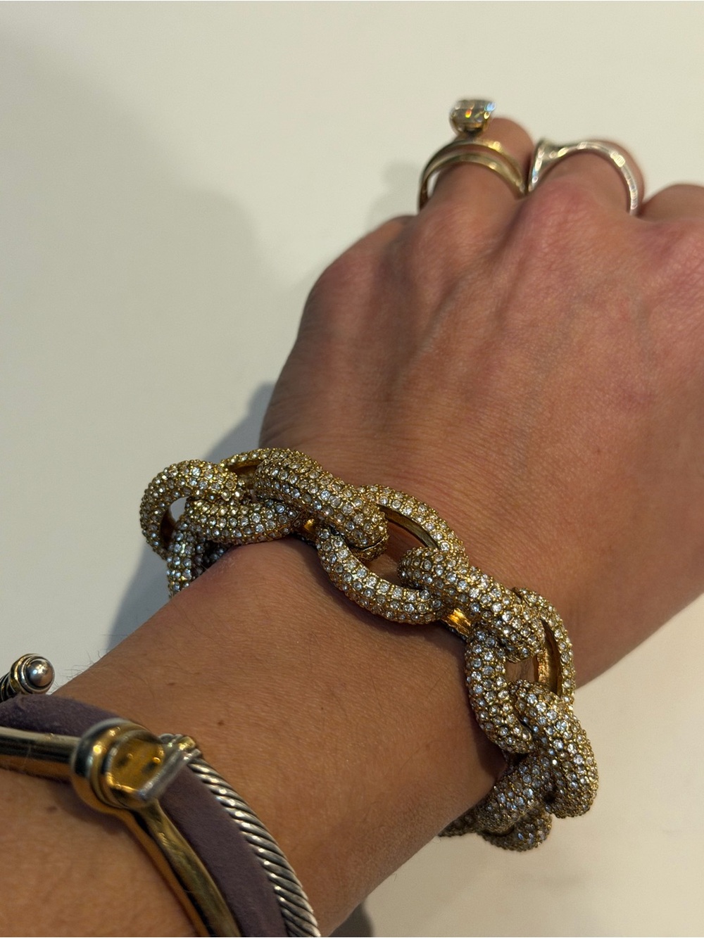 J.Crew Gold Crystal Pavé Link Bracelet - Women Jewelry